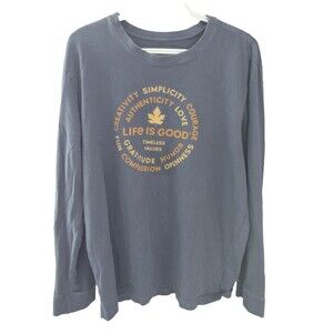 Life is Good Crusher Women's Sz Large Long Sleeve T Shirt Blue TIMELESS VALUES